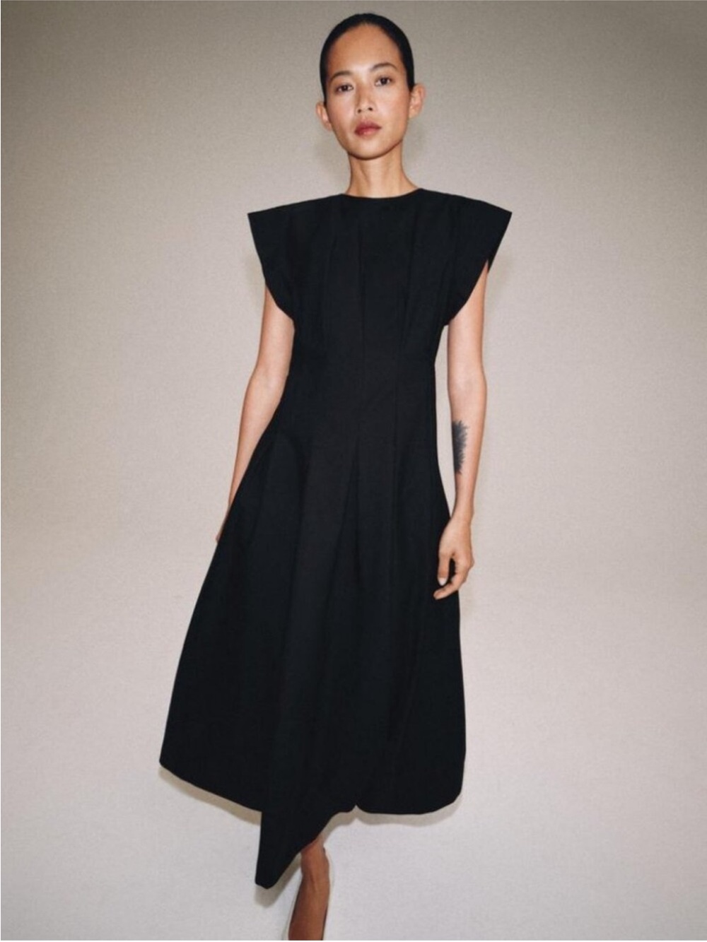ZARA PLEATED POPLIN DRESS